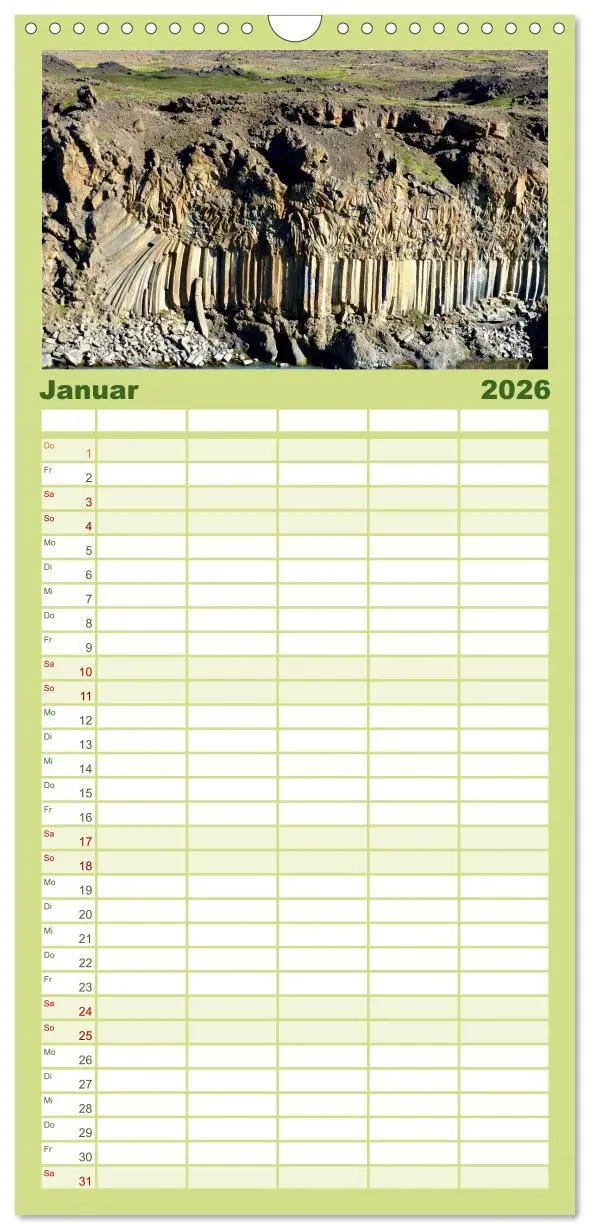 Bild: 9783516504958 | Familienplaner 2026 - Island - Künstlerin Natur mit 5 Spalten...