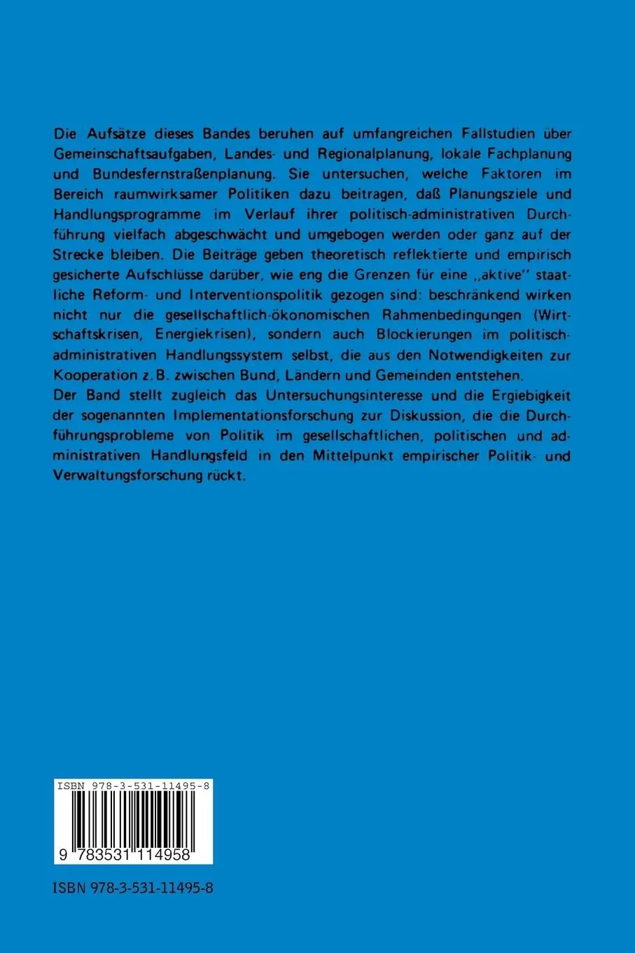 Rückseite: 9783531114958 | Politik im Dickicht der Bürokratie | Hellmut Wollmann | Taschenbuch