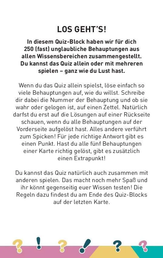 Bild: 9783625194958 | Wahr oder nicht? - Das Quiz-Spiel I ab 10 Jahren | Taschenbuch | 2026