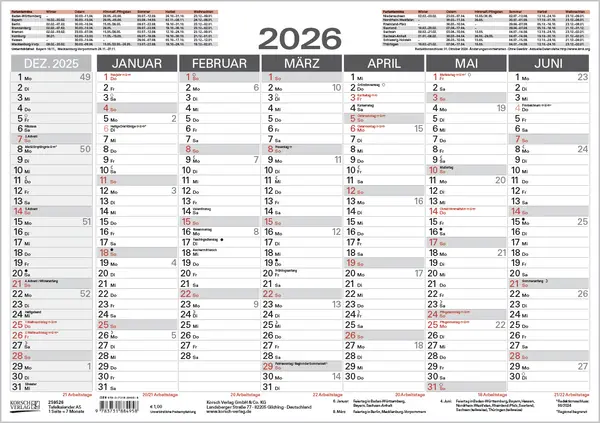 Bild: 9783731884958 | Tafelkalender A5 2026 | Korsch Verlag | Kalender | 1 S. | Deutsch