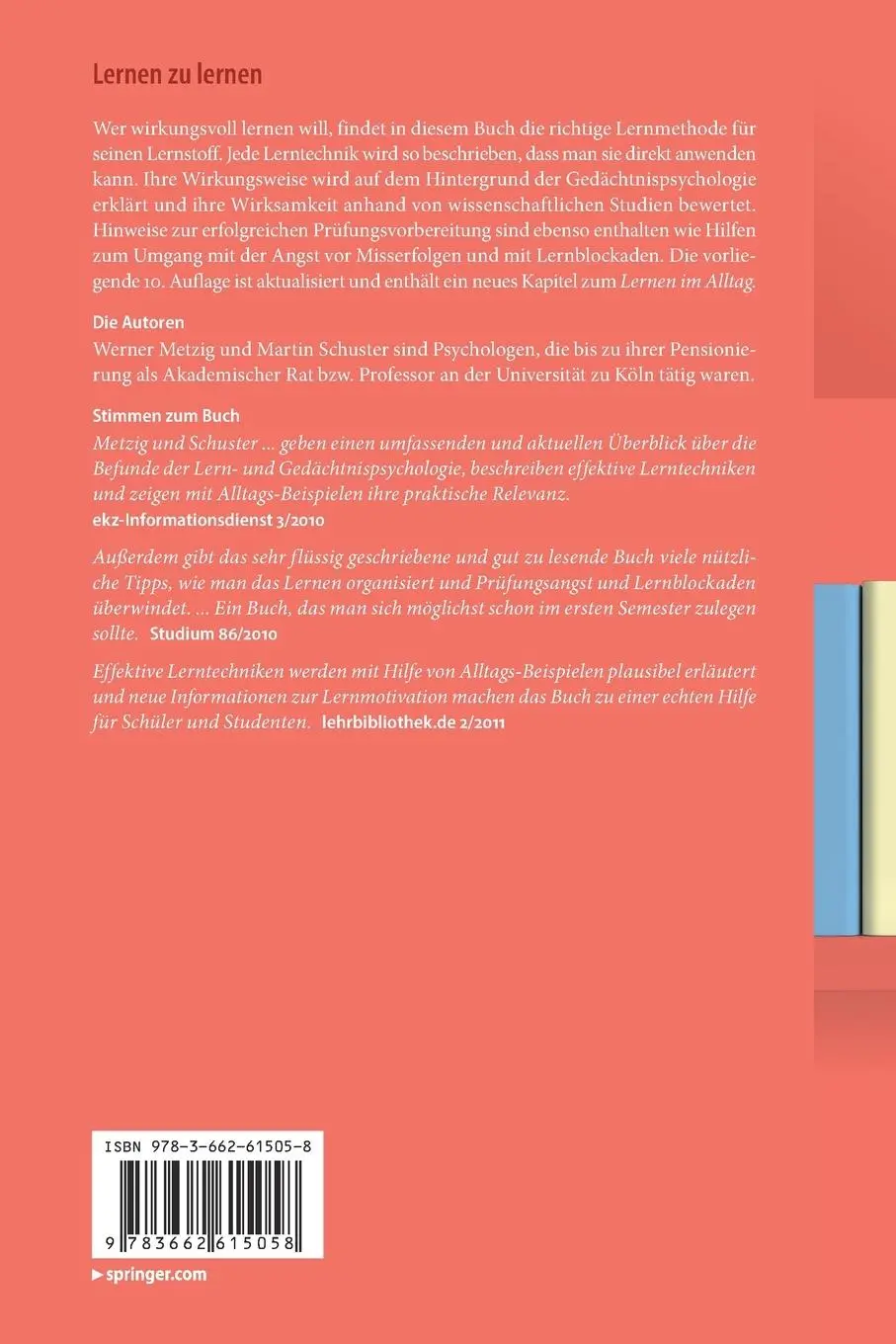 Rückseite: 9783662615058 | Lernen zu lernen | Lernstrategien wirkungsvoll einsetzen | Taschenbuch