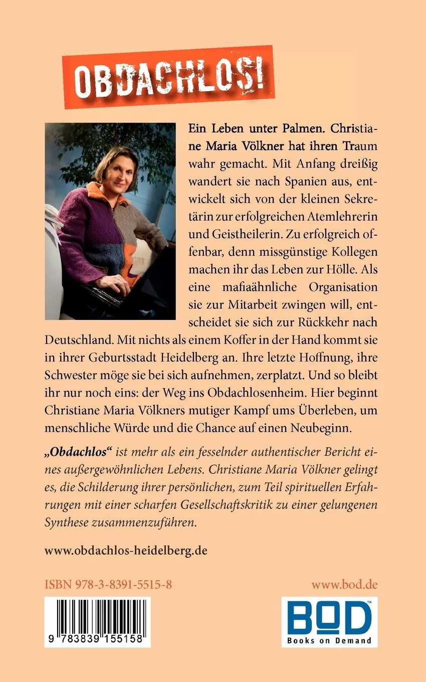 Rückseite: 9783839155158 | Obdachlos! | Christiane Maria Völkner | Taschenbuch | 272 S. | Deutsch