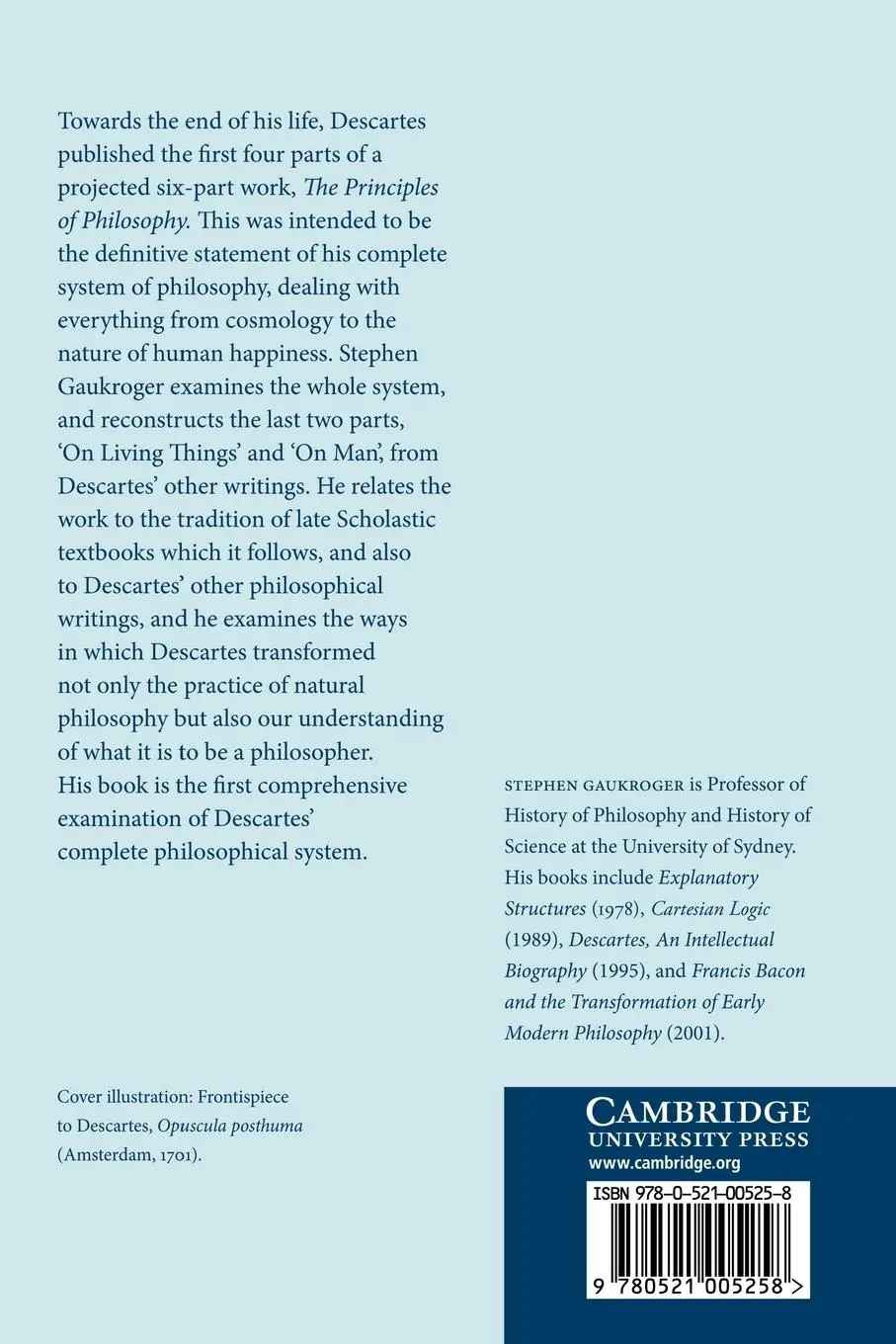 Rückseite: 9780521005258 | Descartes' System of Natural Philosophy | Stephen Gaukroger | Buch