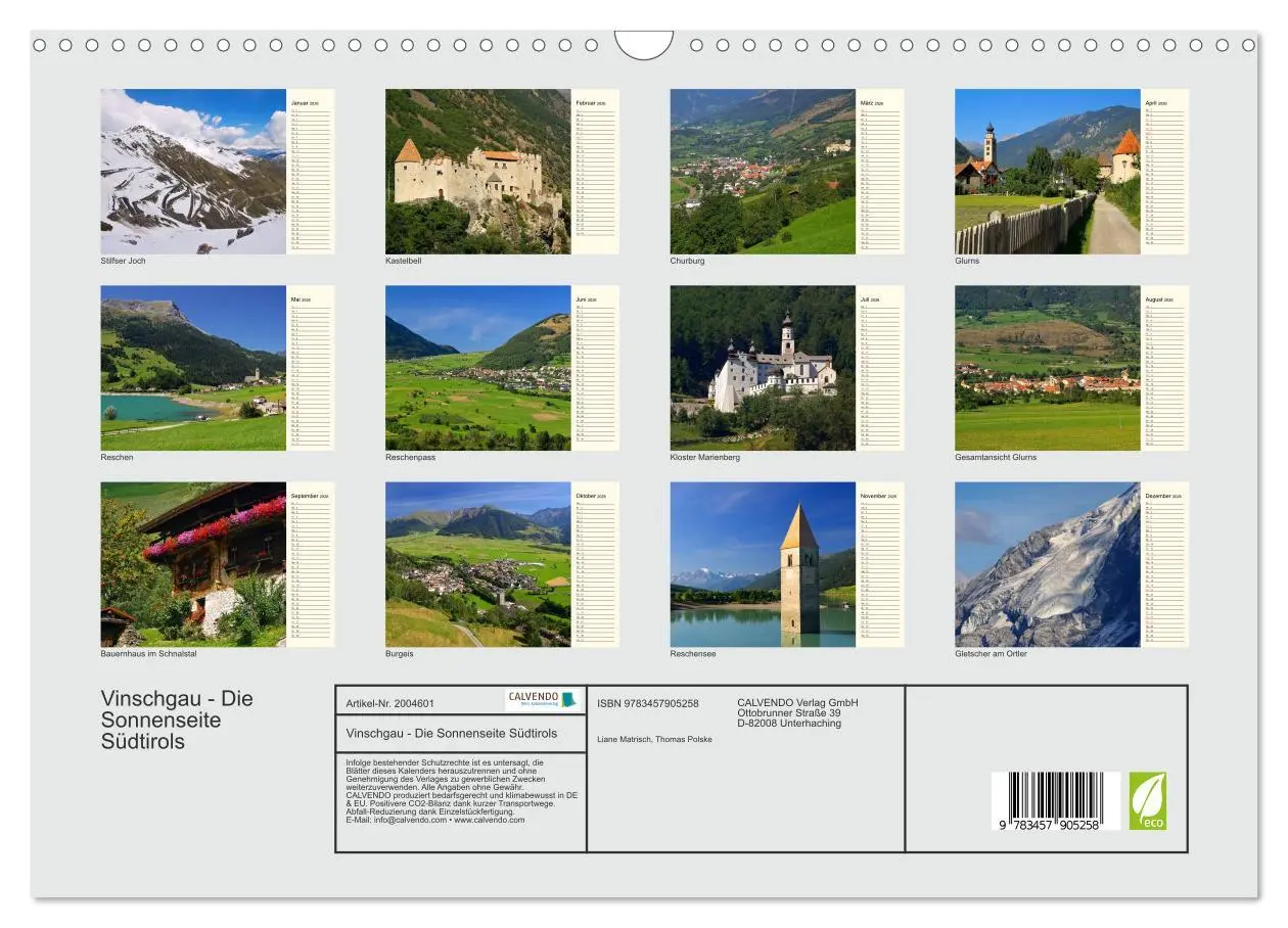 Bild: 9783457905258 | Vinschgau - Die Sonnenseite Südtirols (Wandkalender 2026 DIN A3...
