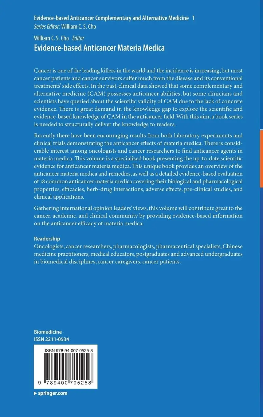 Rückseite: 9789400705258 | Evidence-based Anticancer Materia Medica | William C. S. Cho | Buch