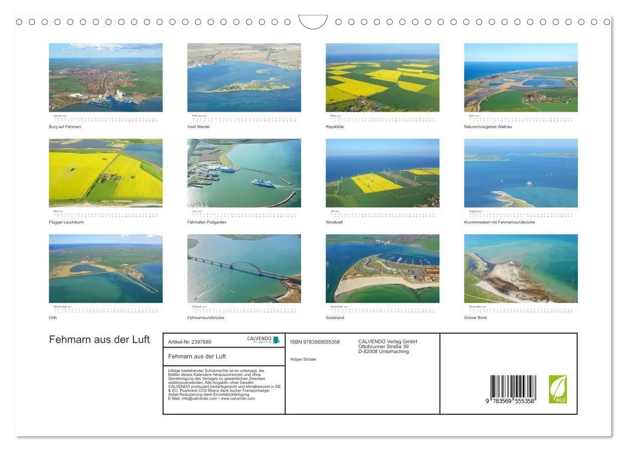 Bild: 9783569555358 | Fehmarn aus der Luft (Wandkalender 2027 DIN A3 quer), CALVENDO...