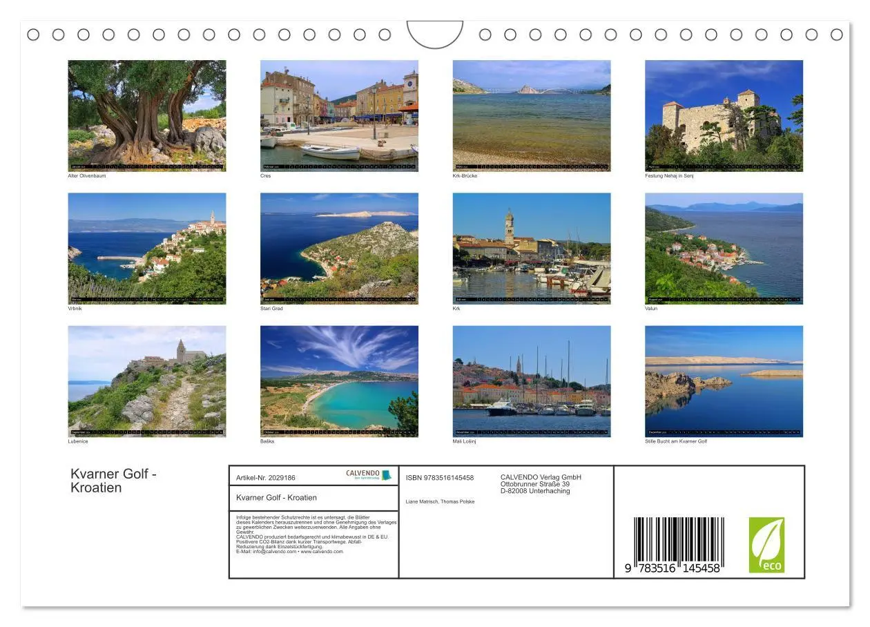 Bild: 9783516145458 | Kvarner Golf - Kroatien (Wandkalender 2026 DIN A4 quer), CALVENDO...