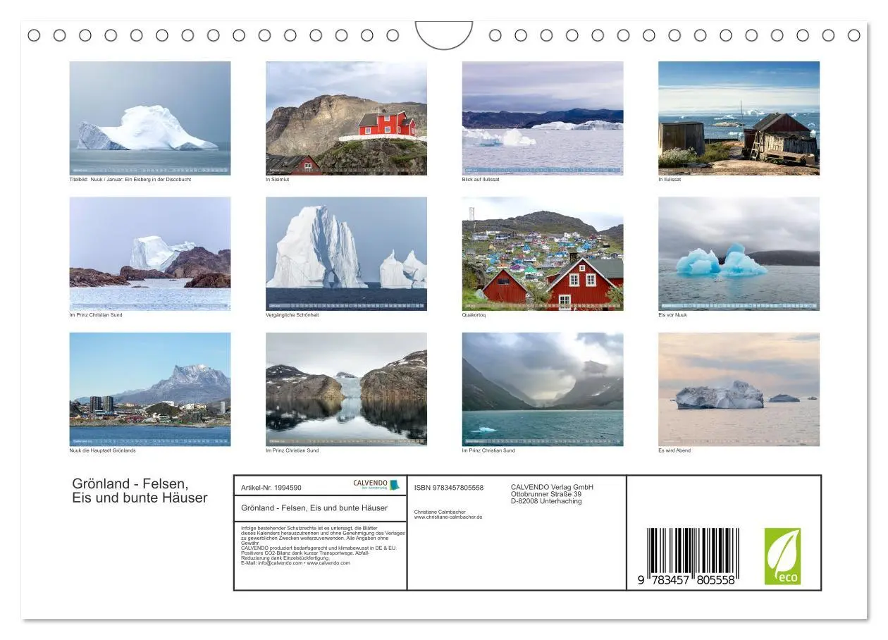 Bild: 9783457805558 | Grönland - Felsen, Eis und bunte Häuser (Wandkalender 2026 DIN A4...
