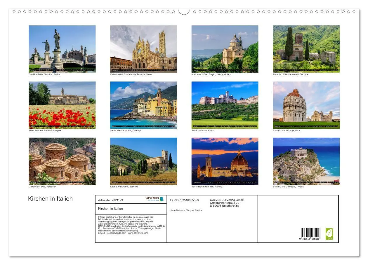 Bild: 9783516065558 | Kirchen in Italien (Wandkalender 2026 DIN A2 quer), CALVENDO...