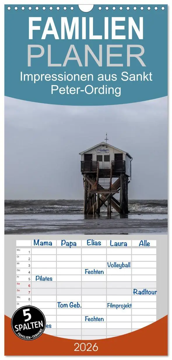 Cover: 9783516515558 | Familienplaner 2026 - Impressionen aus Sankt Peter-Ording mit 5...