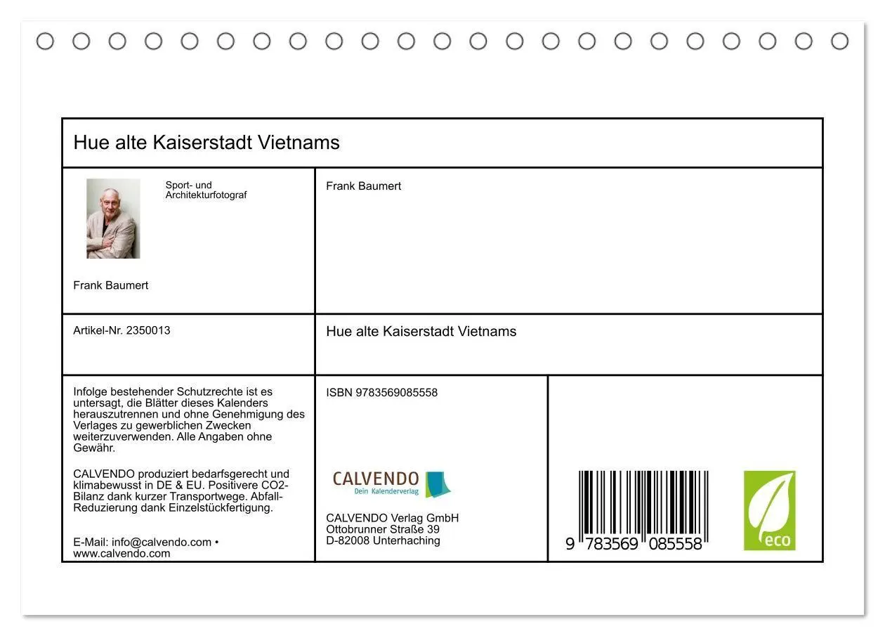 Bild: 9783569085558 | Hue alte Kaiserstadt Vietnams (Tischkalender 2027 DIN A5 quer),...