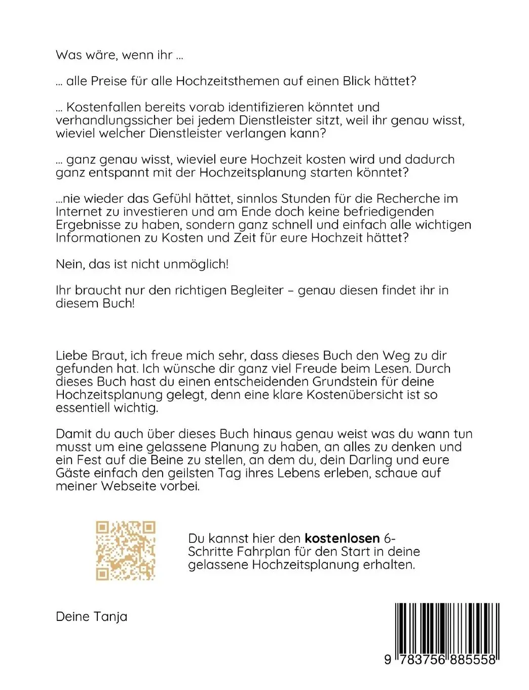 Rückseite: 9783756885558 | Was kostet unsere Hochzeit? | Der Budget- und Hochzeitsplaner | Brodt
