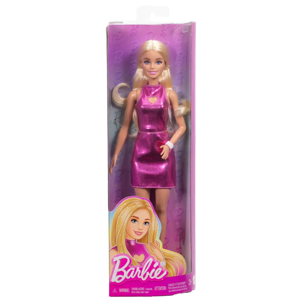 Cover: 194735255658 | Barbie Fashionista Puppe im pinken Metallic-Kleid mit Herz-Aussparung