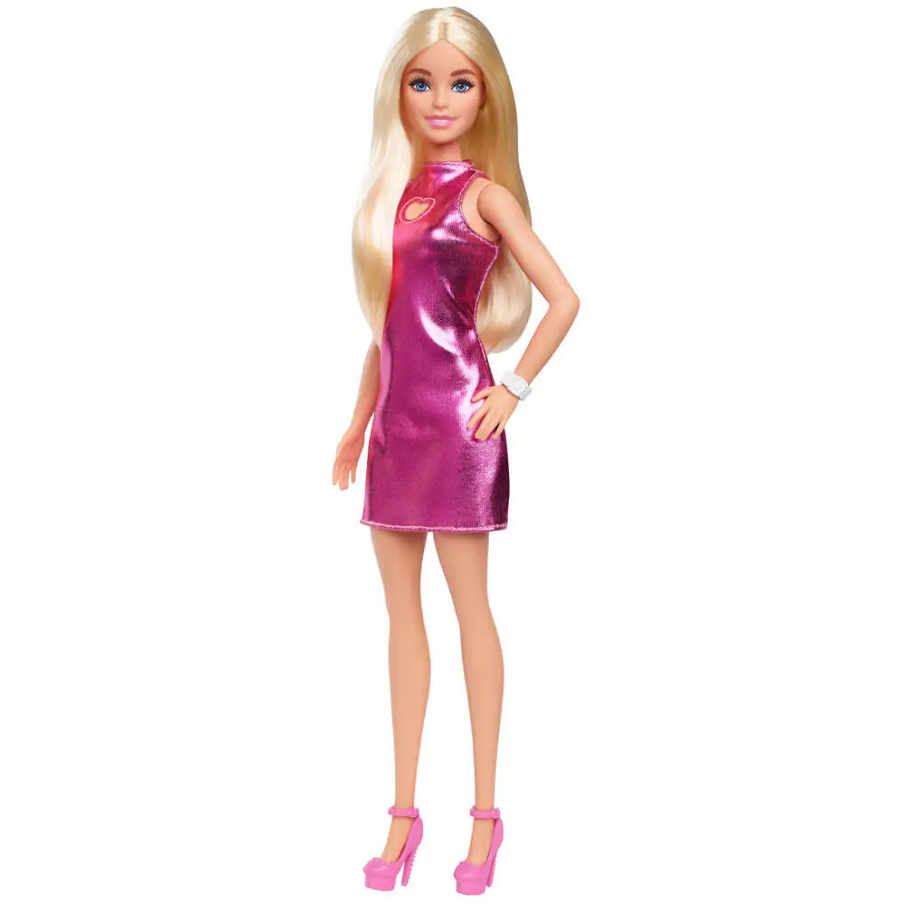 Bild: 194735255658 | Barbie Fashionista Puppe im pinken Metallic-Kleid mit Herz-Aussparung