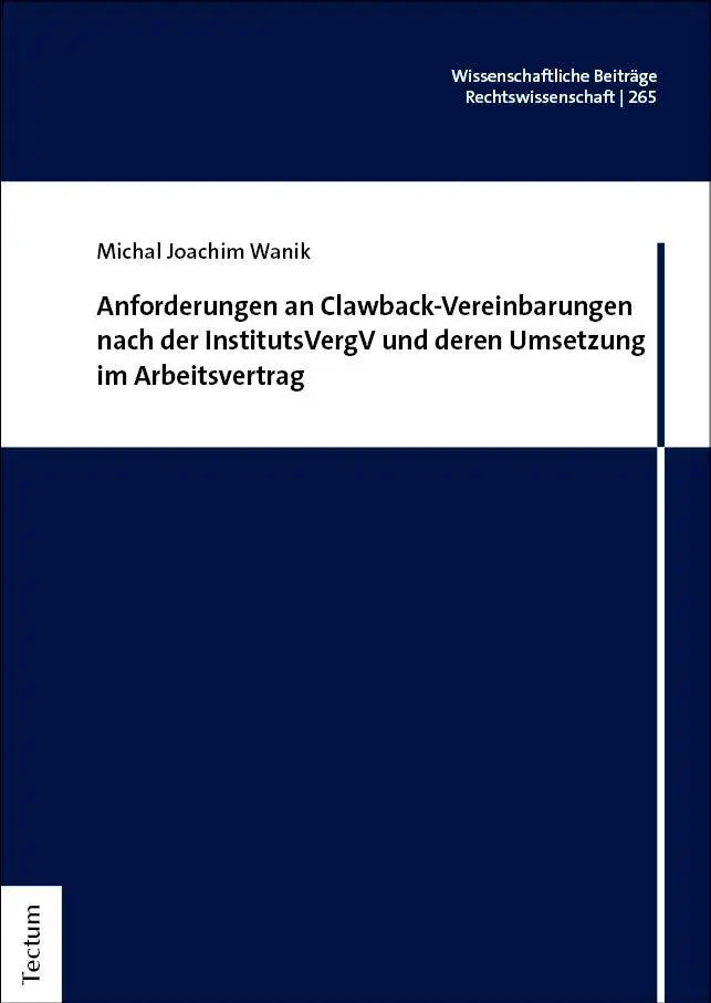 Cover: 9783689005658 | Anforderungen an Clawback-Vereinbarungen nach der InstitutsVergV...