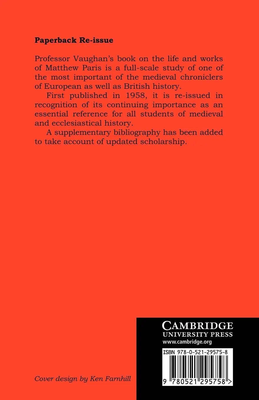 Rückseite: 9780521295758 | Matthew Paris | Richard Vaughan | Taschenbuch | Englisch | 2008