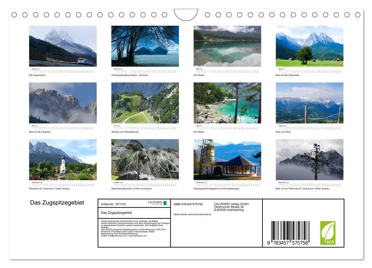 Bild: 9783457575758 | Das Zugspitzegebiet (Wandkalender 2026 DIN A4 quer), CALVENDO...