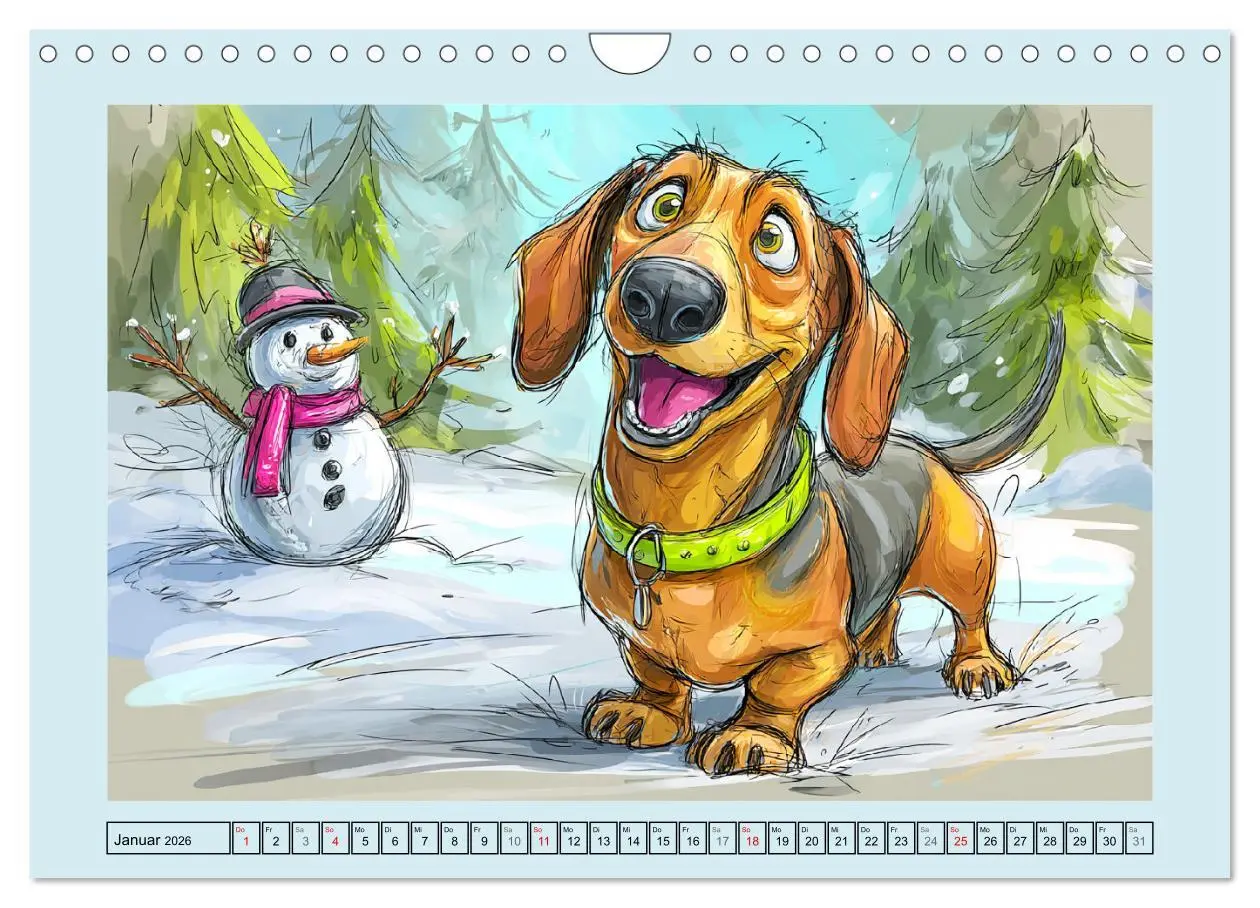 Bild: 9783516595758 | Dackel Fun. Zauberhafte Hunde Cartoons fürs Herz (Wandkalender 2026...