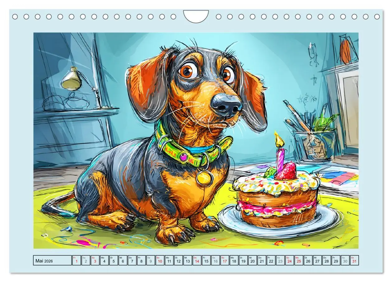 Bild: 9783516595758 | Dackel Fun. Zauberhafte Hunde Cartoons fürs Herz (Wandkalender 2026...
