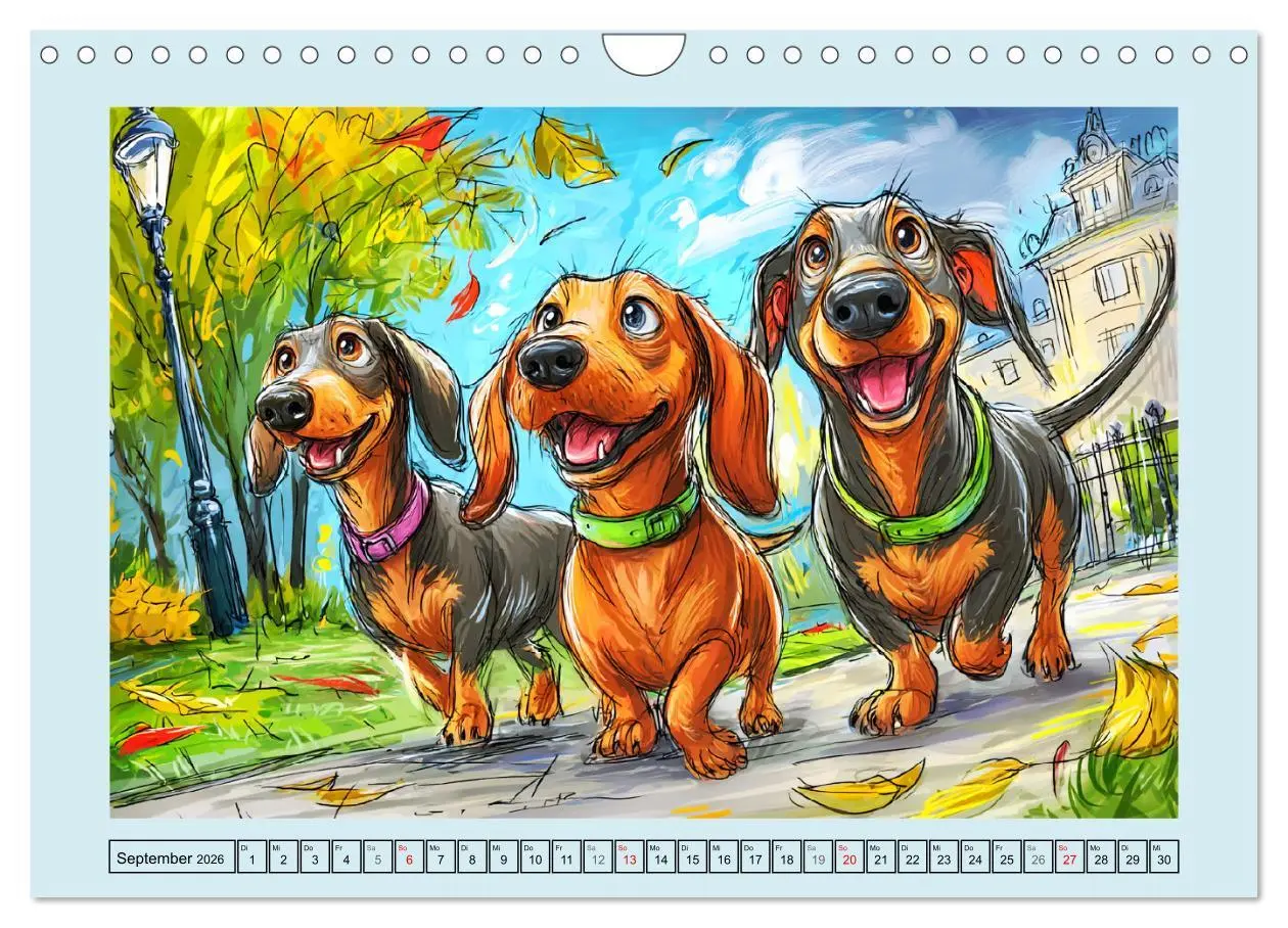 Bild: 9783516595758 | Dackel Fun. Zauberhafte Hunde Cartoons fürs Herz (Wandkalender 2026...