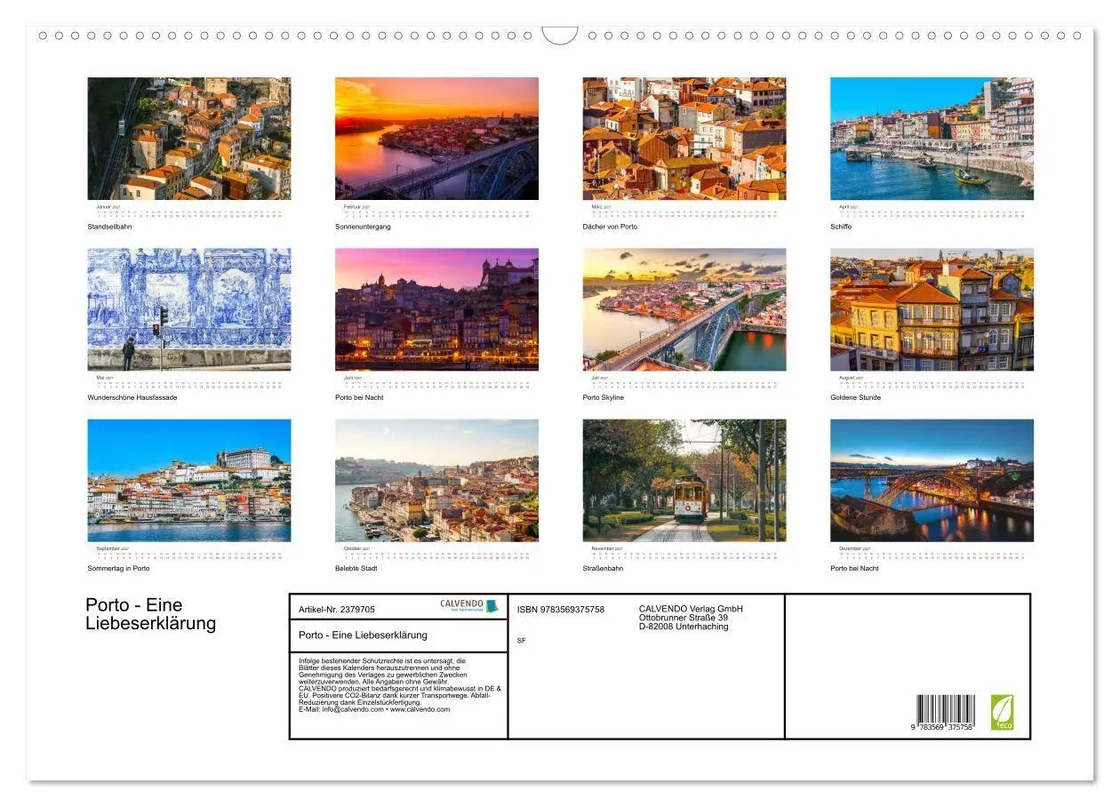 Bild: 9783569375758 | Porto - Eine Liebeserklärung (Wandkalender 2027 DIN A2 quer),...