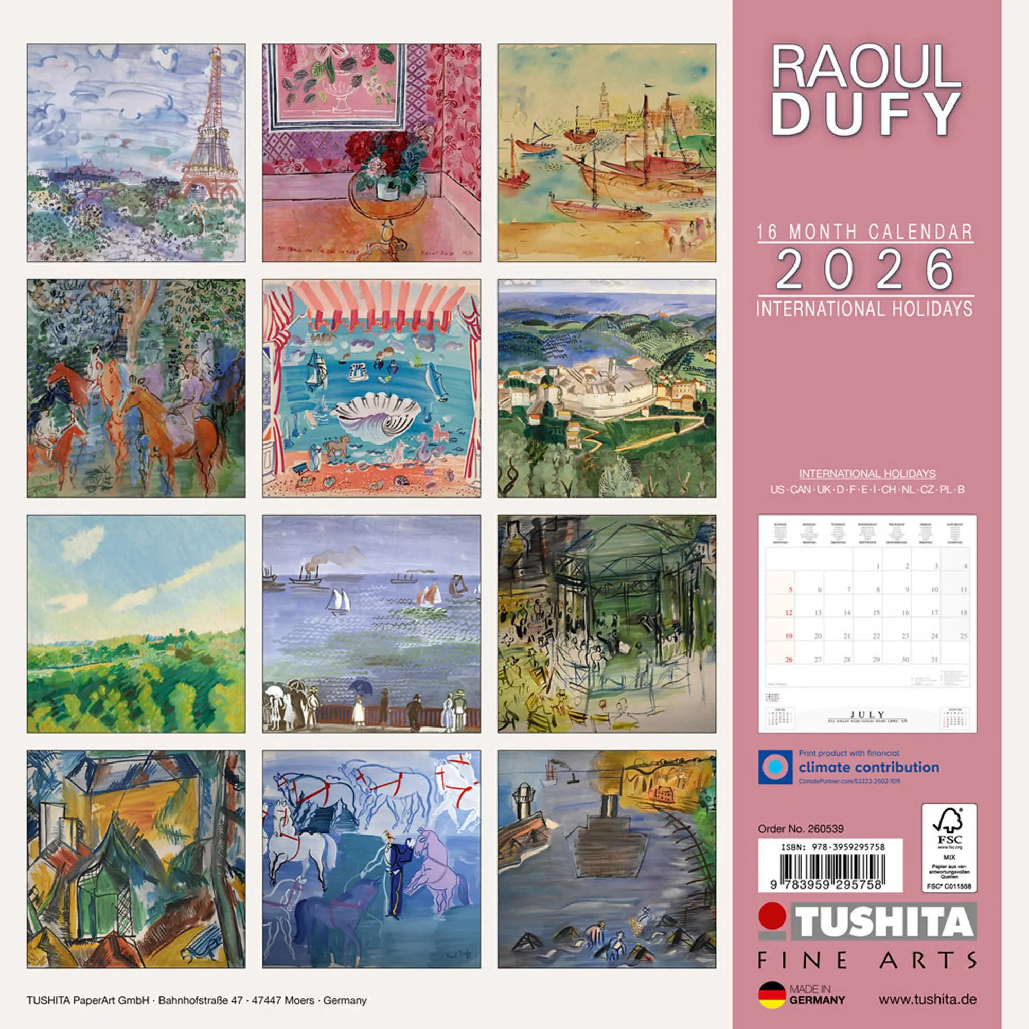 Rückseite: 9783959295758 | Raoul Dufy 2026 | Kalender 2026 | Kalender | 28 S. | Englisch | 2026