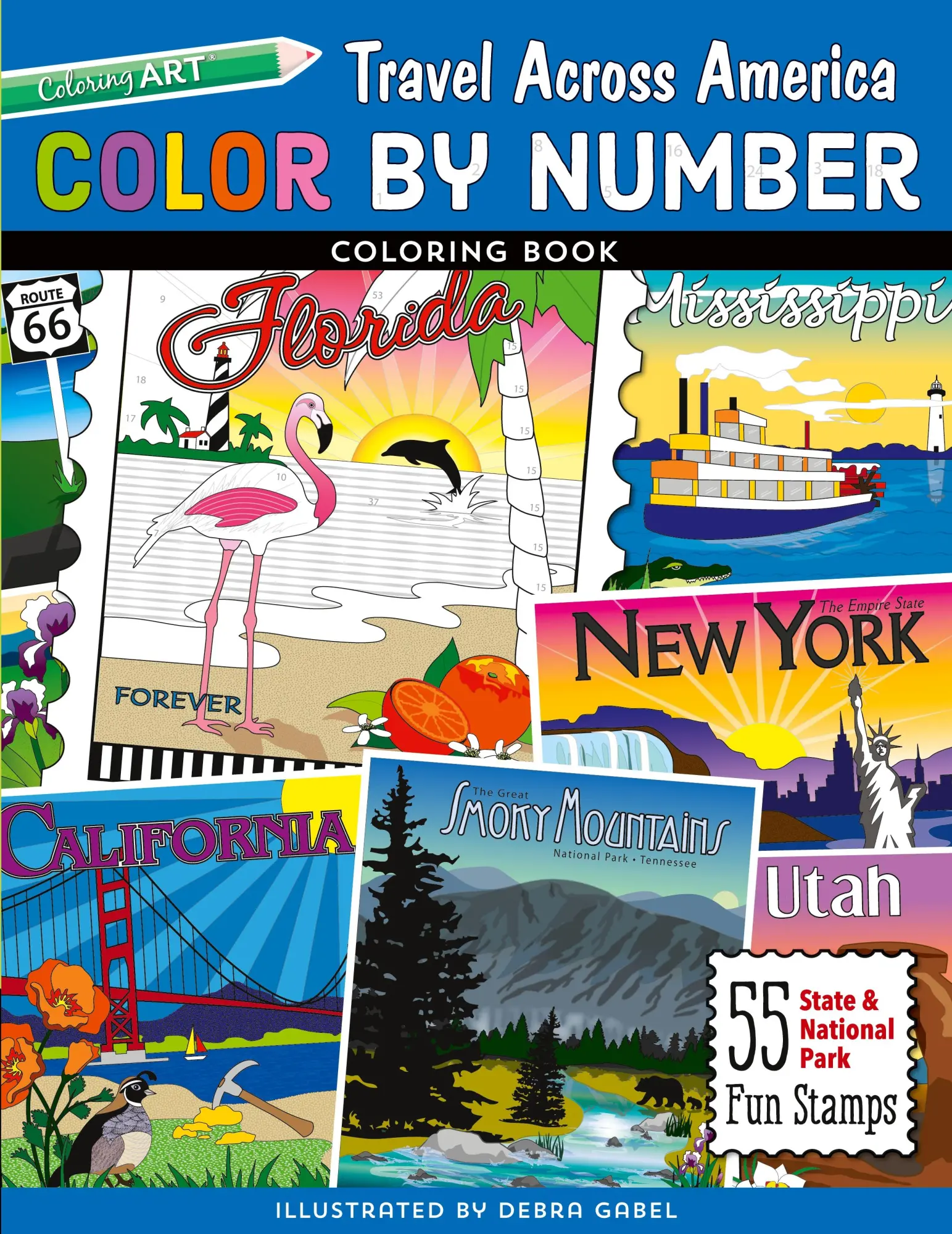 Cover: 9781617455858 | Color by Number Travel Across America Coloring Book -...