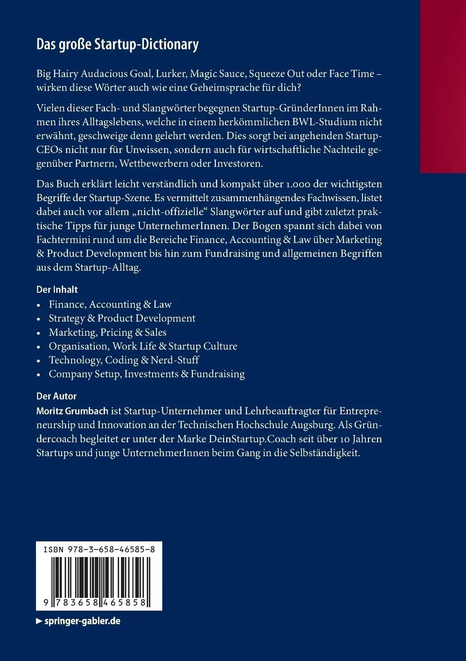 Rückseite: 9783658465858 | Das große Startup-Dictionary | Moritz Grumbach | Taschenbuch | ix