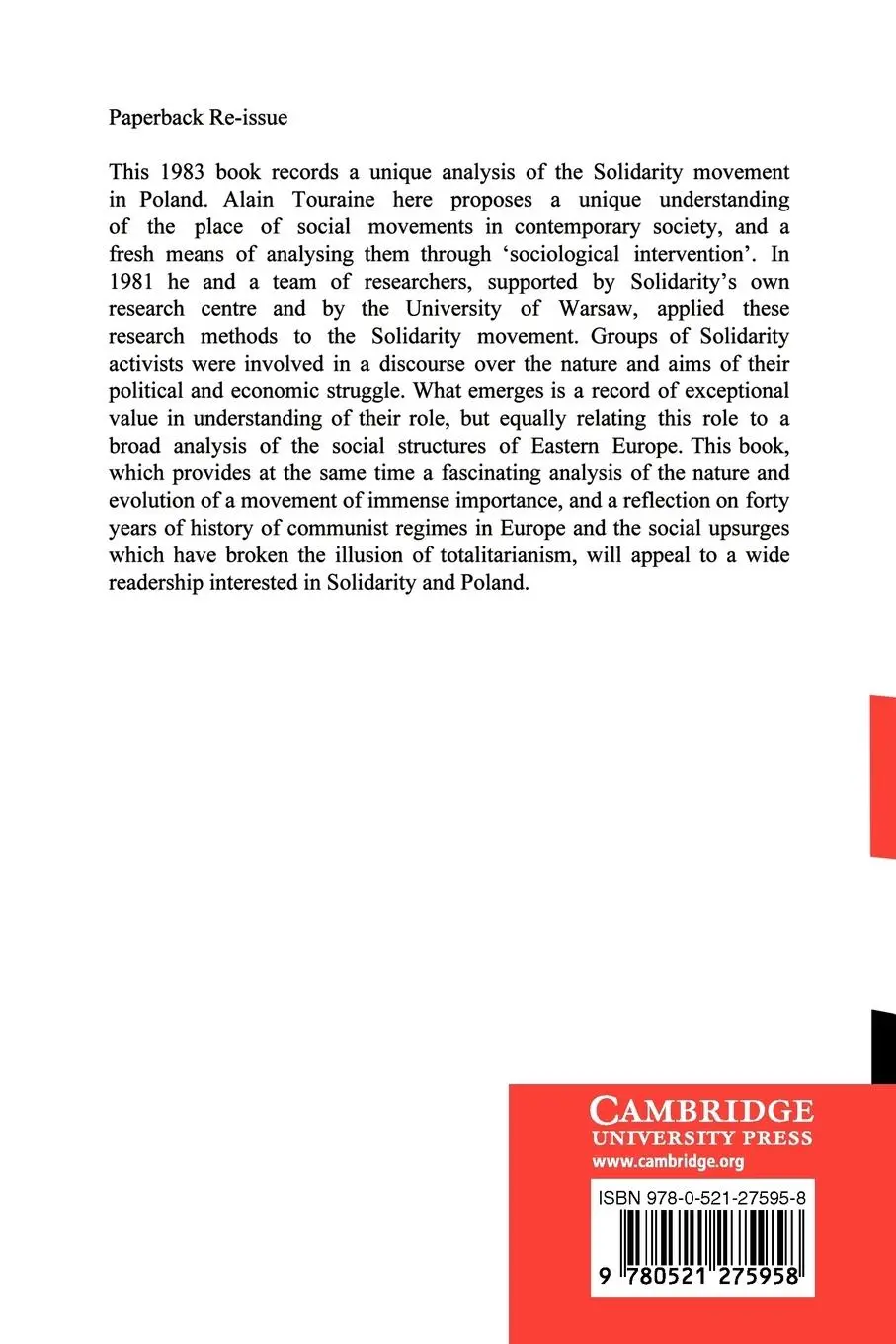 Rückseite: 9780521275958 | Solidarity | The Analysis of a Social Movement: Poland 1980 1981