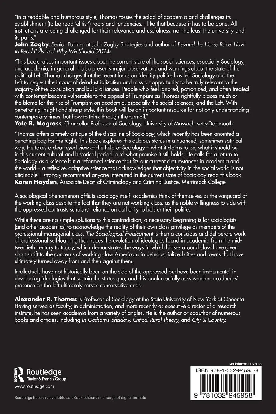 Rückseite: 9781032945958 | The Sociological Predicament | Alexander Thomas | Taschenbuch | 2025