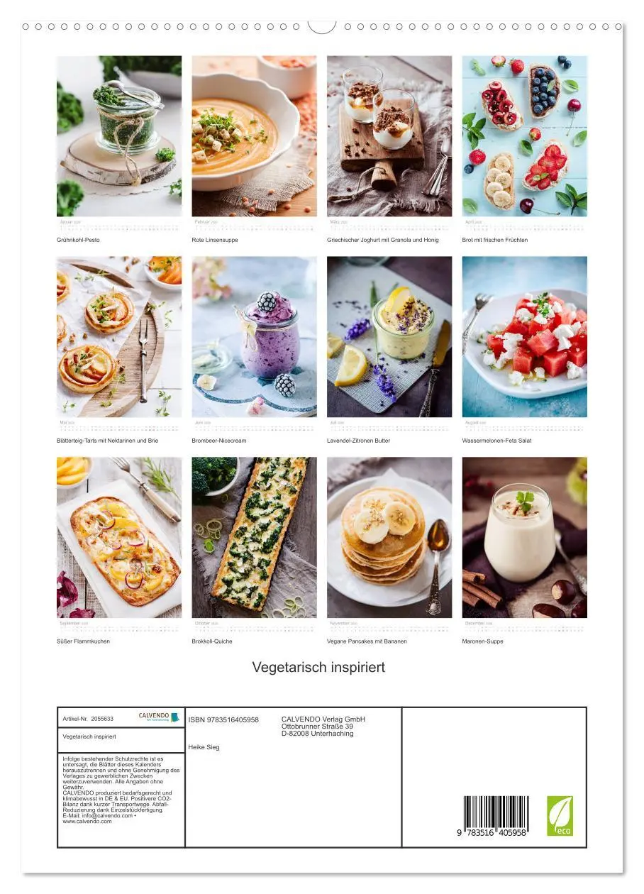 Bild: 9783516405958 | Vegetarisch inspiriert (hochwertiger Premium Wandkalender 2026 DIN...
