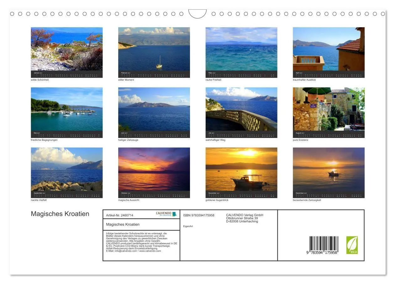 Bild: 9783594175958 | Magisches Kroatien (Wandkalender 2027 DIN A3 quer), CALVENDO...
