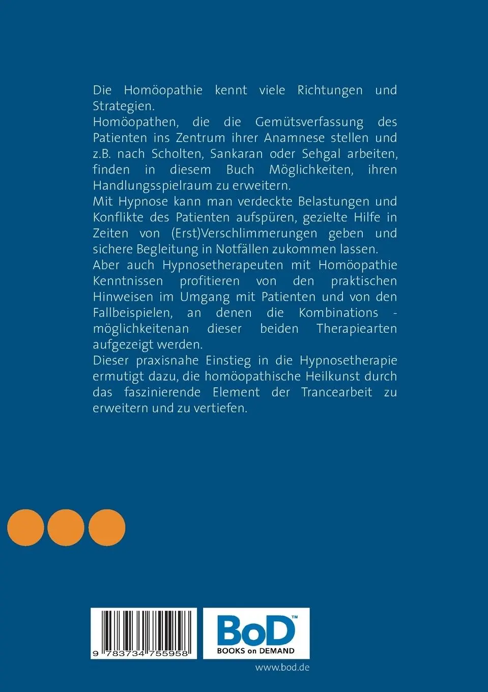 Rückseite: 9783734755958 | Hypnose in der Homöopathischen Praxis | Eine Einführung | Petra Vetter