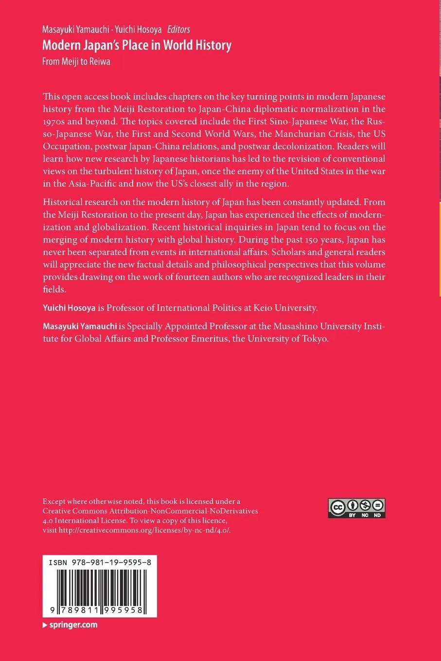 Rückseite: 9789811995958 | Modern Japan's Place in World History | From Meiji to Reiwa | Buch
