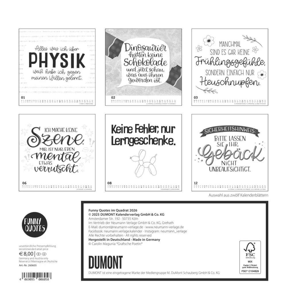 Bild: 4069095006058 | DUMONT - Funny Quotes im Quadrat 2026 - Typo-Wandkalender 23 x 23...
