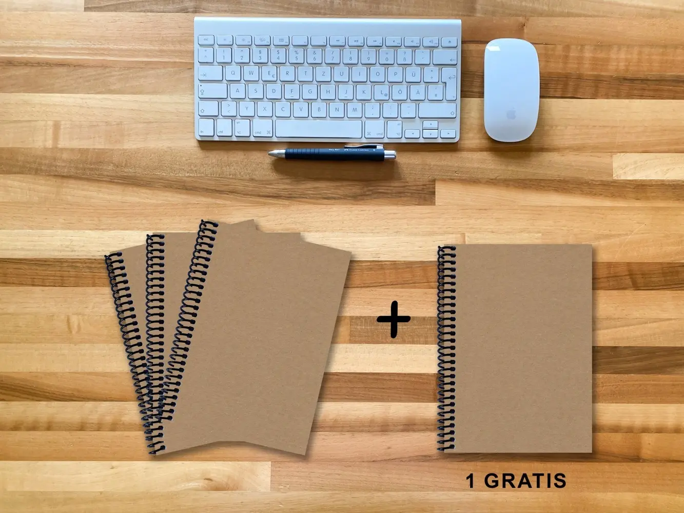 A 5 Notizbuch - Set, 3+1 gratis, Luxury 80 Seiten MUSKAT Designerecycling, punktiert 5x5mm