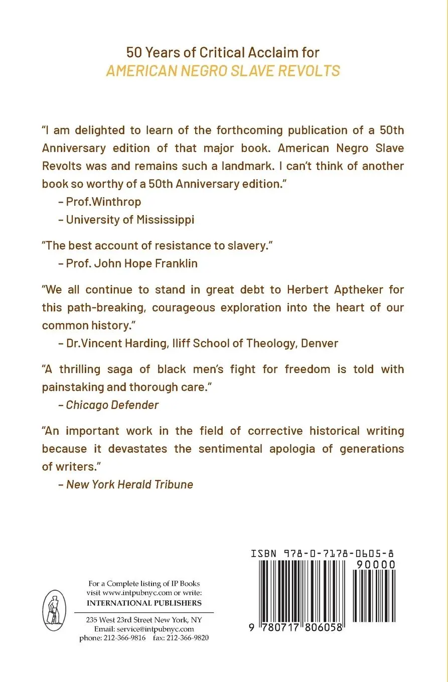 Rückseite: 9780717806058 | American Negro Slave Revolts | Herbert Aptheker | Taschenbuch | 2021