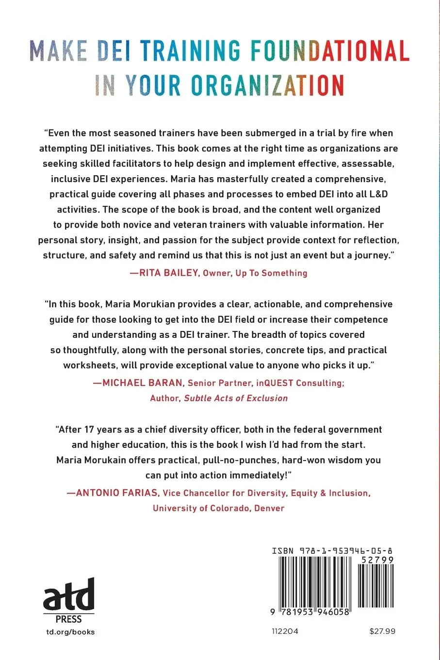 Rückseite: 9781953946058 | Diversity, Equity, and Inclusion for Trainers | Maria Morukian | Buch