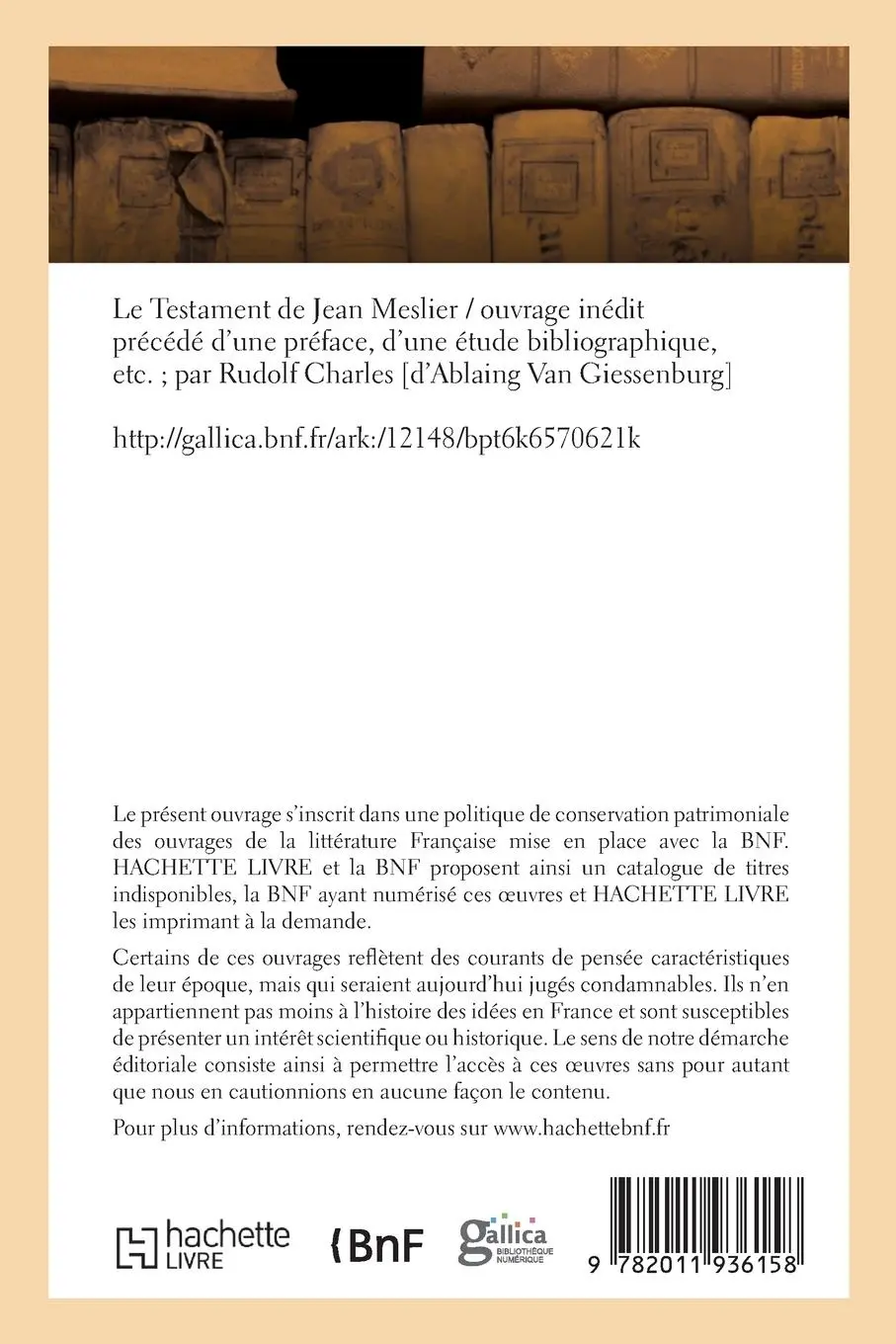 Rückseite: 9782011936158 | Le Testament de Jean Meslier. Tome 3 | Meslier-J | Taschenbuch | 2016