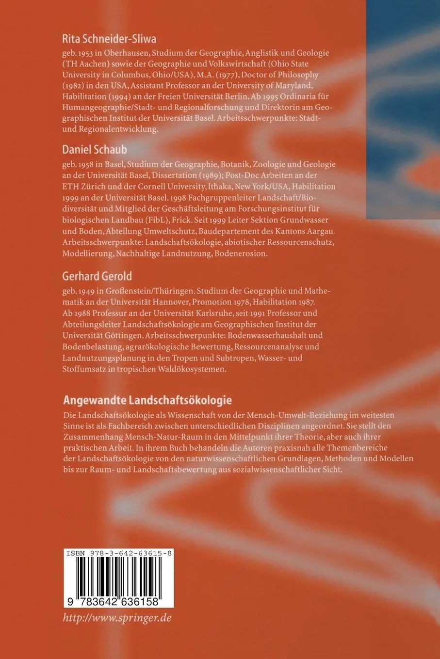 Rückseite: 9783642636158 | Angewandte Landschaftsökologie | Grundlagen und Methoden | Taschenbuch