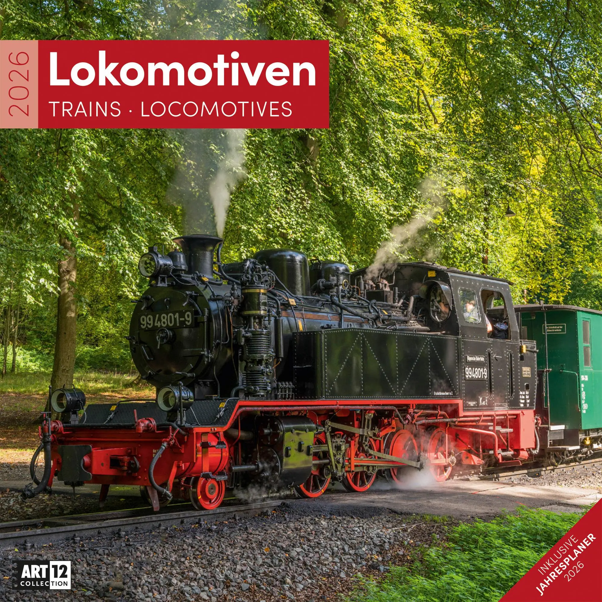 Cover: 9783838446158 | Lokomotiven Kalender 2026 - 30x30 | Ackermann Kunstverlag GmbH | 28 S.