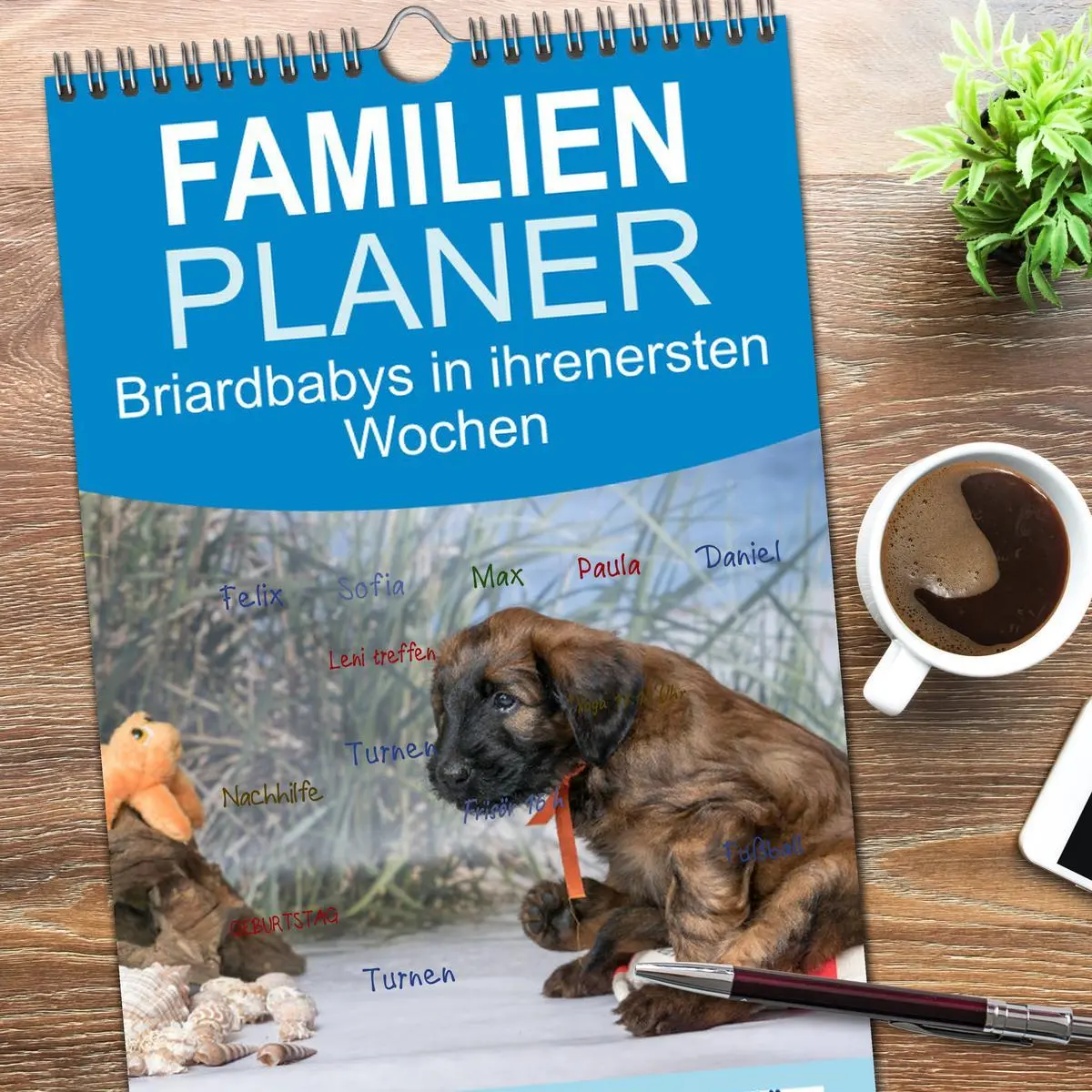 Bild: 9783516516258 | Familienplaner 2026 - Briardbabys in ihren ersten Wochen mit 5...