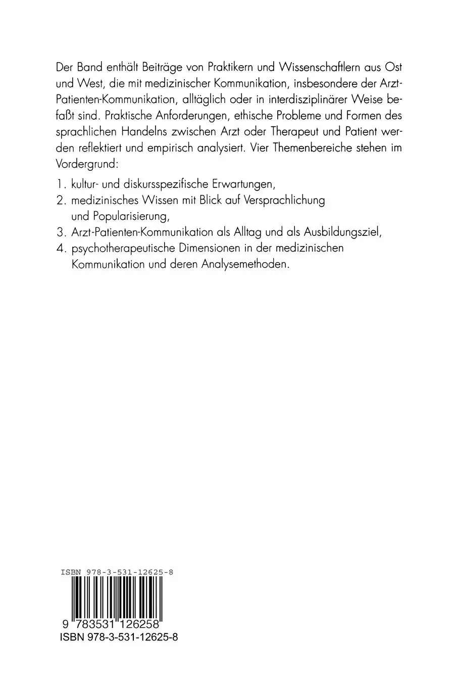 Rückseite: 9783531126258 | Medizinische Kommunikation | Ingrid Wiese (u. a.) | Taschenbuch | 1994