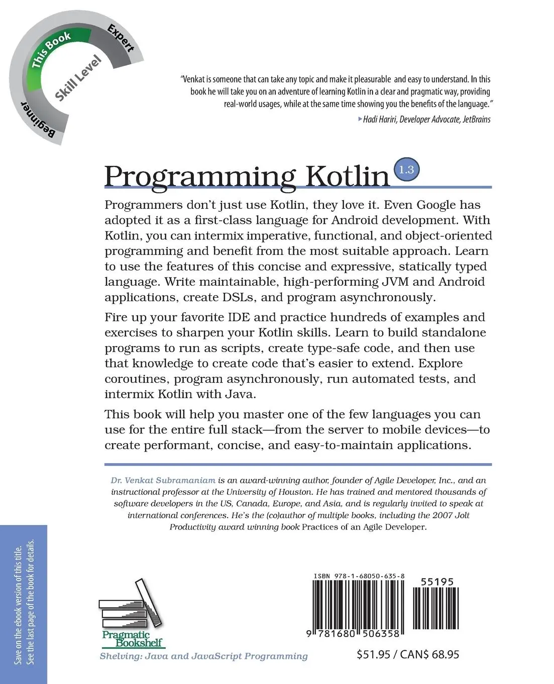 Rückseite: 9781680506358 | Programming Kotlin | Venkat Subramaniam | Taschenbuch | Englisch