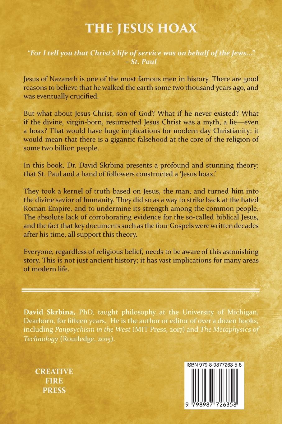 Rückseite: 9798987726358 | The Jesus Hoax | David Skrbina | Taschenbuch | Englisch | 2023