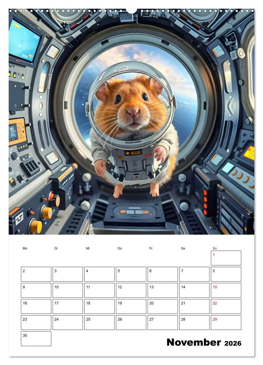 Bild: 9783457266458 | Space Hamster - Mit KI Hamster Astronauten im Weltall (Wandkalender...