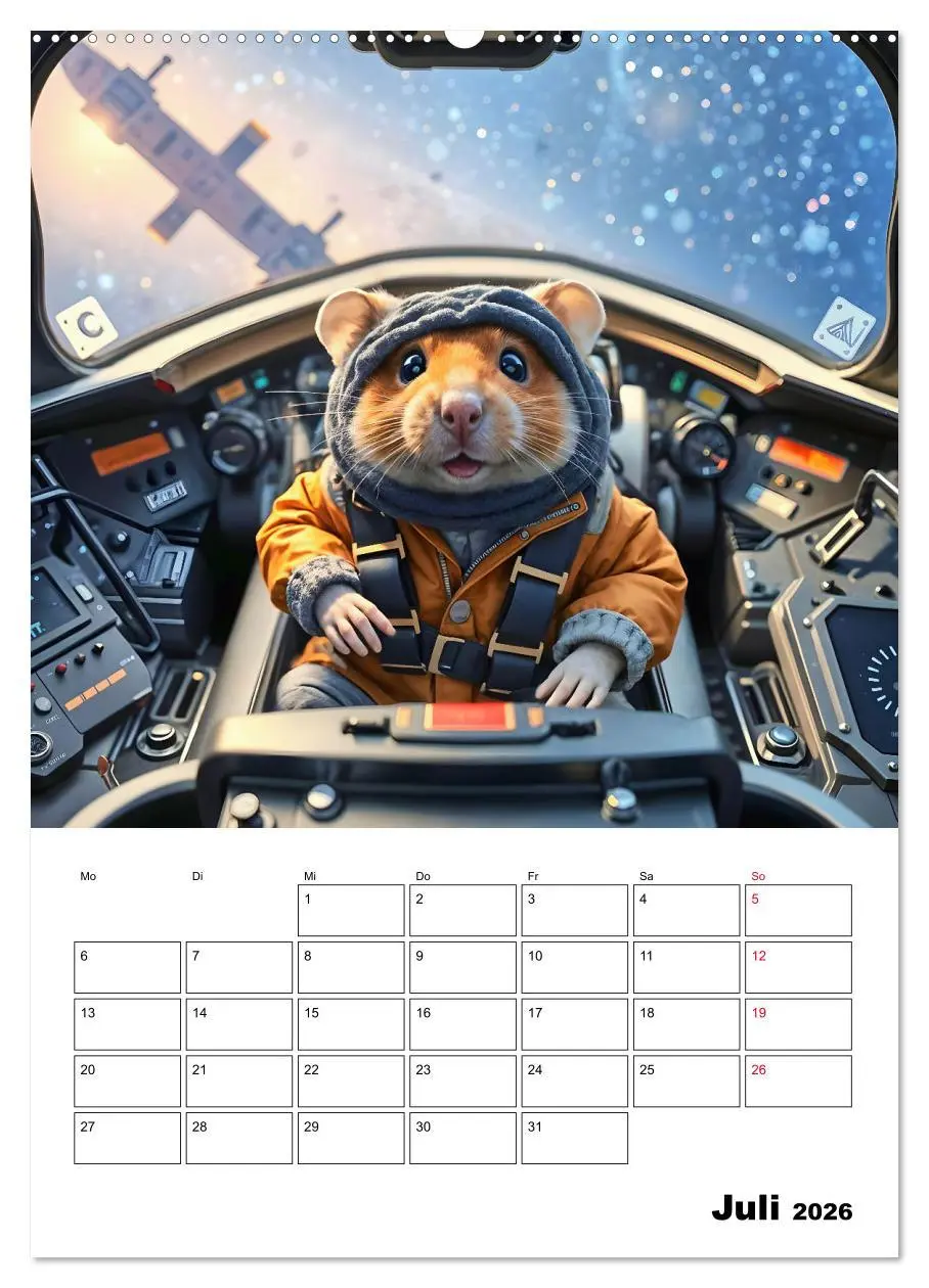 Bild: 9783457266458 | Space Hamster - Mit KI Hamster Astronauten im Weltall (Wandkalender...