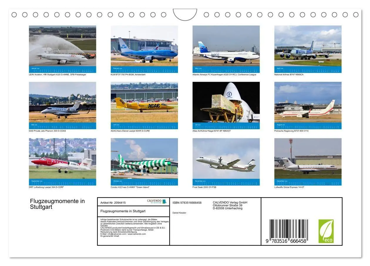 Bild: 9783516666458 | Flugzeugmomente in Stuttgart (Wandkalender 2026 DIN A4 quer),...