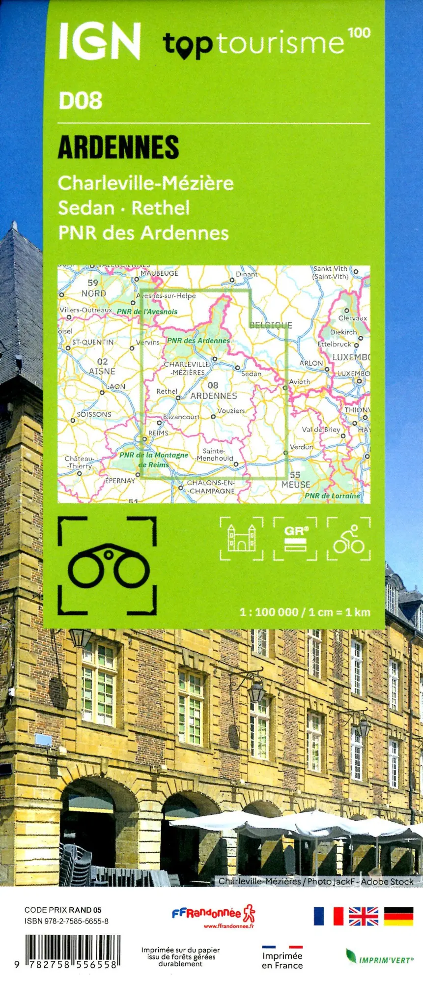 Bild: 9782758556558 | Ardennes Charleville | (Land-)Karte | IGN Top 100 départemental | 2025