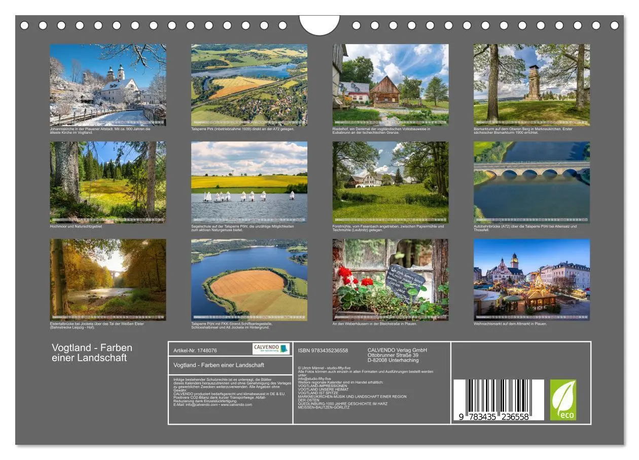 Bild: 9783435236558 | Vogtland - Farben einer Landschaft (Wandkalender 2025 DIN A4 quer),...